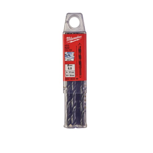 Свердло по металу HSS-R MILWAUKEE DIN338, діаметр 6,5х101х63мм, (10шт), пластикова коробка
