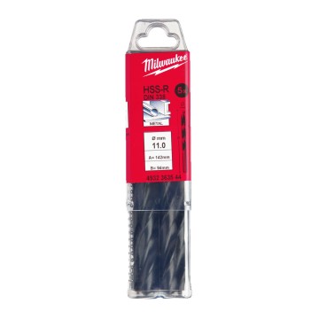 Свердло по металу HSS-R MILWAUKEE DIN338, діаметр 11,0х142х94мм, (5шт), пластикова коробка