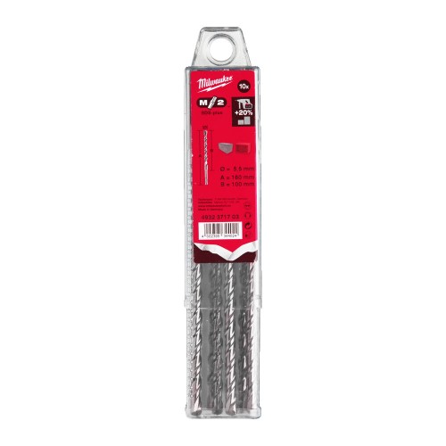 Бур SDS-PLUS M2 MILWAUKEE, діаметр 5,5х160х100мм, (10шт), пластикова коробка