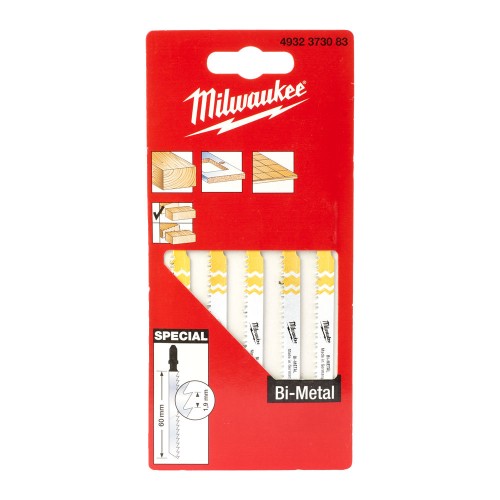 Полотна для лобзиків SPECIAL MILWAUKEE, 60х1,9мм (5шт), (ламінат, паркетна дошка)