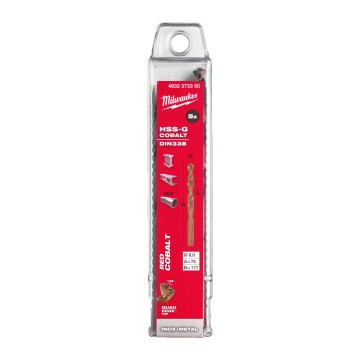 Свердло по металу HSS-Co MILWAUKEE DIN338, діаметр 8,0х117х75мм, (5шт), пластикова коробка