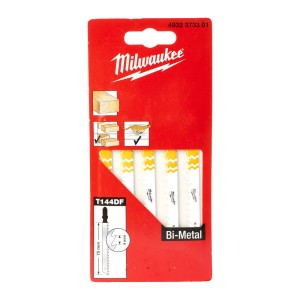 Полотна для лобзиків T144DF Bi-Metal MILWAUKEE, 75х4,0мм, (5шт), (деревина, швидкий різ)