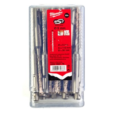 Бур SDS-PLUS M2 MILWAUKEE, діаметр 5,0х110х50мм, (50шт), пластикова коробка