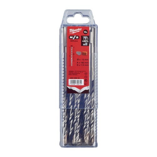 Бур SDS-PLUS M2 MILWAUKEE, діаметр 12,0х160х110мм (10шт), пластикова коробка