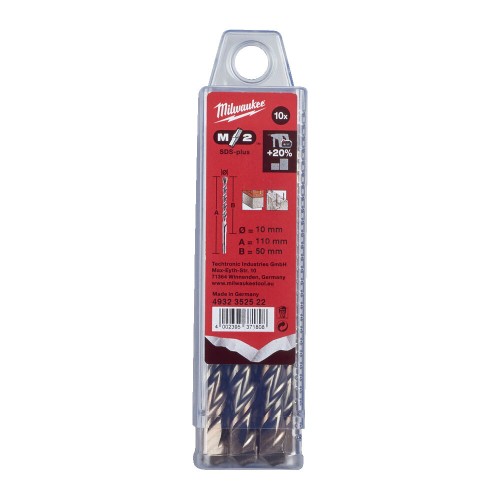 Бур SDS-PLUS M2 MILWAUKEE, діаметр 12,0х260х200мм, (10шт), пластикова коробка