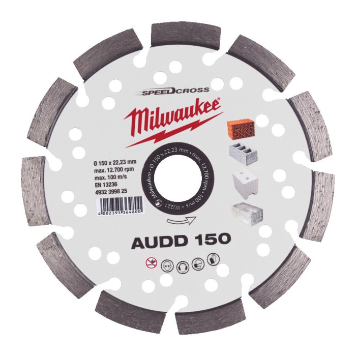 Диск алмазний Speedcross MILWAUKEE AUDD 150, діаметр 150мм (бетон, цегла, асфальт) Диск алмазний Speedcross MILWAUKEE AUDD 150, діаметр 150мм (бетон, цегла, асфальт)