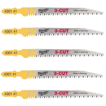 Полотна для лобзиків T234X 3CUT MILWAUKEE, 91х2,5 мм , (5шт), (деревина, чистий різ)