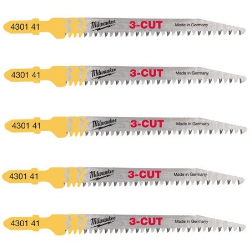Полотна для лобзиків T234X 3CUT MILWAUKEE, 91х2,5 мм , (5шт), (деревина, чистий різ)