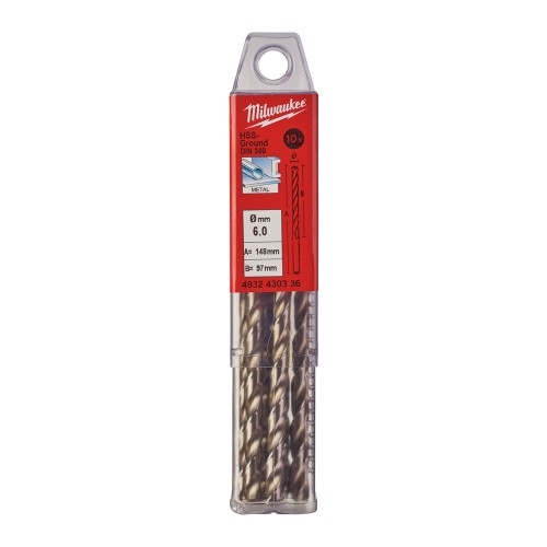 Свердло по металу HSS-G MILWAUKEE DIN340, діаметр 6,0х139х91мм, подовжене, (10шт), пластикова коробка
