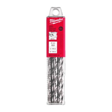 Свердло по металу HSS-G MILWAUKEE DIN340, діаметр 8,0х165х109мм, подовжене, (10шт), пластикова коробка