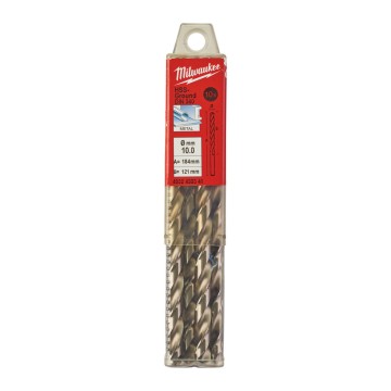 Свердло по металу HSS-G MILWAUKEE DIN340, діаметр 10,0x184х121мм, подовжене, (10шт), пластикова коробка