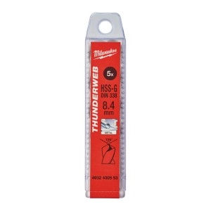 Свердло по металу THUNDERWEB HSS-G MILWAUKEE DIN338, діаметр 8,4x117х75мм, (5шт), пластикова коробка
