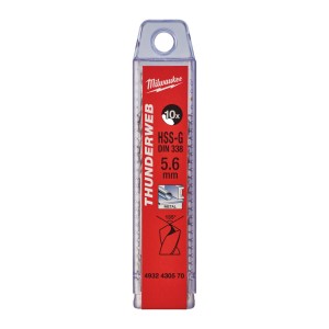 Свердло по металу THUNDERWEB HSS-G MILWAUKEE DIN338, діаметр 5,6x93х57мм, (10шт), пластикова коробка