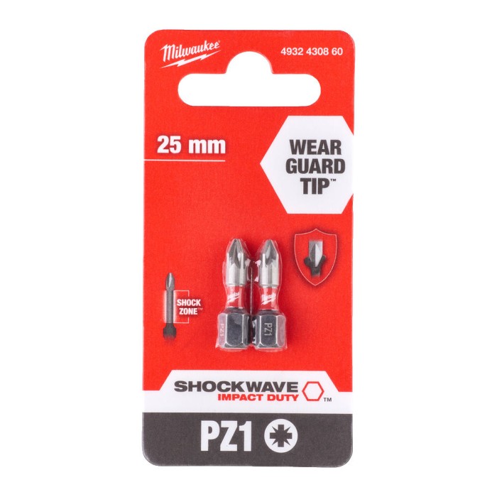 Біта SHOCKWAVE MILWAUKEE, PZ1, 25мм, (2шт) (заміна на 4932500355) Біта SHOCKWAVE MILWAUKEE, PZ1, 25мм, (2шт) (заміна на 4932500355)