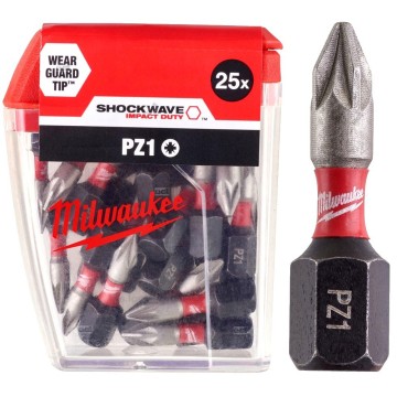 Біта SHOCKWAVE MILWAUKEE, PZ1, 25мм, (25шт), пластикова коробка