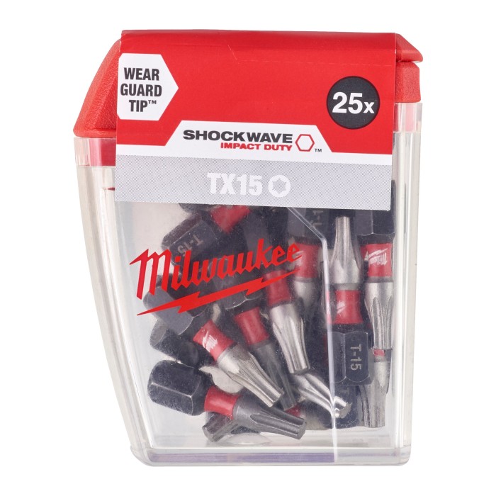 Біта SHOCKWAVE MILWAUKEE, TX15, 25мм, (25шт), пластикова коробка Біта SHOCKWAVE MILWAUKEE, TX15, 25мм, (25шт), пластикова коробка