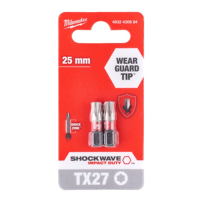 Біта SHOCKWAVE MILWAUKEE, TX27, 25мм, (2шт) (заміна на 4932500365) Біта SHOCKWAVE MILWAUKEE, TX27, 25мм, (2шт) (заміна на 4932500365)
