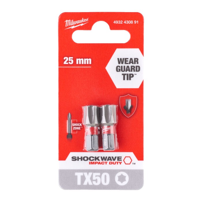 Біта SHOCKWAVE MILWAUKEE, TX50, 25мм, (2шт) Біта SHOCKWAVE MILWAUKEE, TX50, 25мм, (2шт)