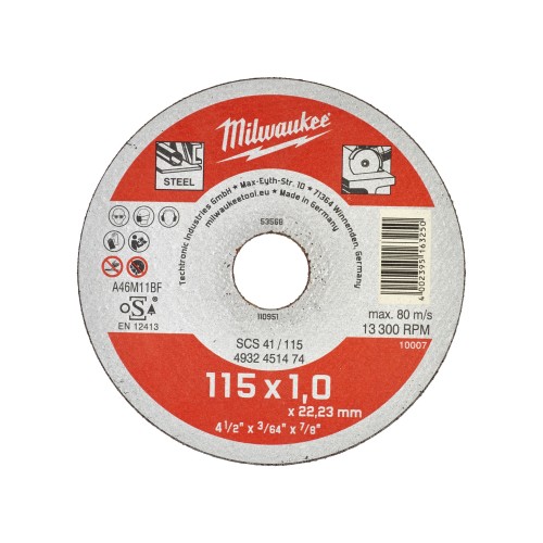 Диск відрізний по металу MILWAUKEE, SCS 41/115х1, діаметр 115мм