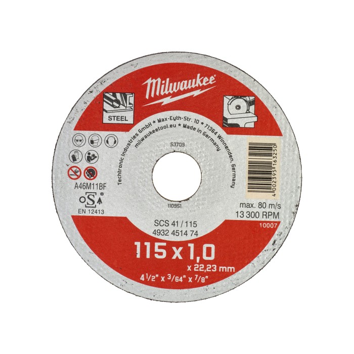 Диск відрізний по металу MILWAUKEE, SCS 41/115х3 PRO+, діаметр 115мм, (200шт) Диск відрізний по металу MILWAUKEE, SCS 41/115х3 PRO+, діаметр 115мм, (200шт)