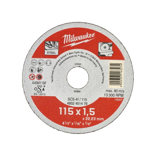 Диск відрізний по металу MILWAUKEE, SCS 41/115х1.5, діаметр 115мм