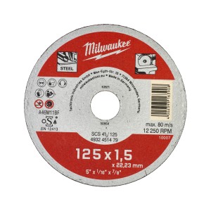 Диск відрізний по металу MILWAUKEE, SCS 41/125х1,5, діаметр 125 мм