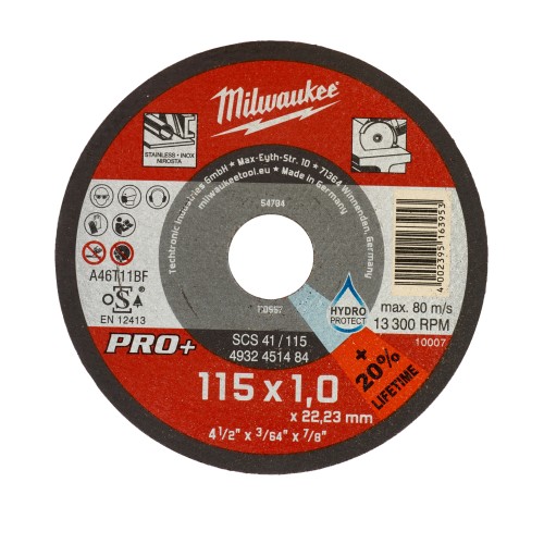 Диск відрізний по металу MILWAUKEE, SCS 41/115х1 PRO+, діаметр 115мм