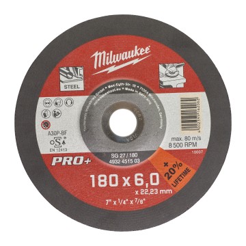 Диск зачистний по металу MILWAUKEE, SG 27/180х6 PRO+, діаметр 180мм