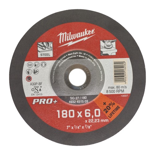 Диск зачистний по металу MILWAUKEE, SG 27/180х6 PRO+, діаметр 180мм
