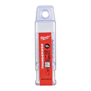 Свердло по металу THUNDERWEB HSS-G MILWAUKEE DIN338, діаметр 1,6х43х20мм, (10шт), пластикова коробка