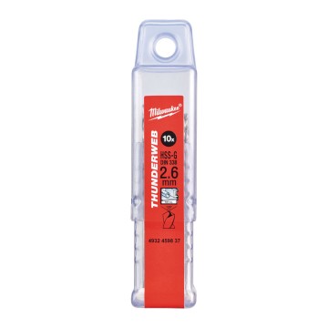 Свердло по металу THUNDERWEB HSS-G MILWAUKEE DIN338, діаметр 2,6х57х30мм, (10шт), пластикова коробка