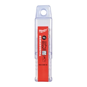 Свердло по металу THUNDERWEB HSS-G MILWAUKEE DIN338, діаметр 2,7х61х33мм, (10шт), пластикова коробка