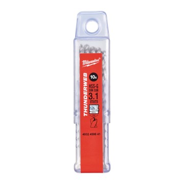 Свердло по металу THUNDERWEB HSS-G MILWAUKEE DIN338, діаметр 3,1х65х36мм, (10шт), пластикова коробка