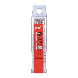 Свердло по металу THUNDERWEB HSS-G MILWAUKEE DIN338, діаметр 3,4х70х39мм, (10шт), пластикова коробка