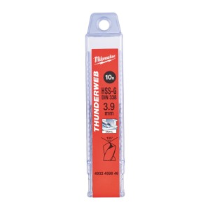 Свердло по металу THUNDERWEB HSS-G MILWAUKEE DIN338, діаметр 3,9х75х43мм, (10шт), пластикова коробка