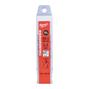 Свердло по металу THUNDERWEB HSS-G MILWAUKEE DIN338, діаметр 5,4х93х57мм, (10шт)