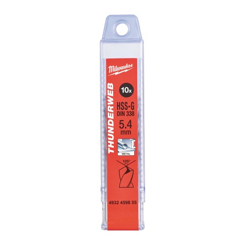 Свердло по металу THUNDERWEB HSS-G MILWAUKEE DIN338, діаметр 5,4х93х57мм, (10шт)