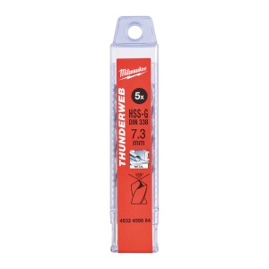 Свердло по металу THUNDERWEB HSS-G MILWAUKEE DIN338, діаметр 7,3х109х69мм, (5шт), пластикова коробка