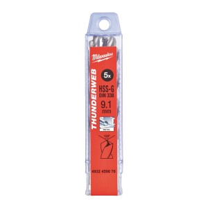 Свердло по металу THUNDERWEB HSS-G MILWAUKEE DIN338, діаметр 9,1х125х81мм, (5шт), пластикова коробка