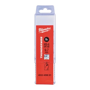 Свердло по металу THUNDERWEB HSS-G MILWAUKEE DIN338, діаметр 9,7х133х87мм, (5шт), пластикова коробка