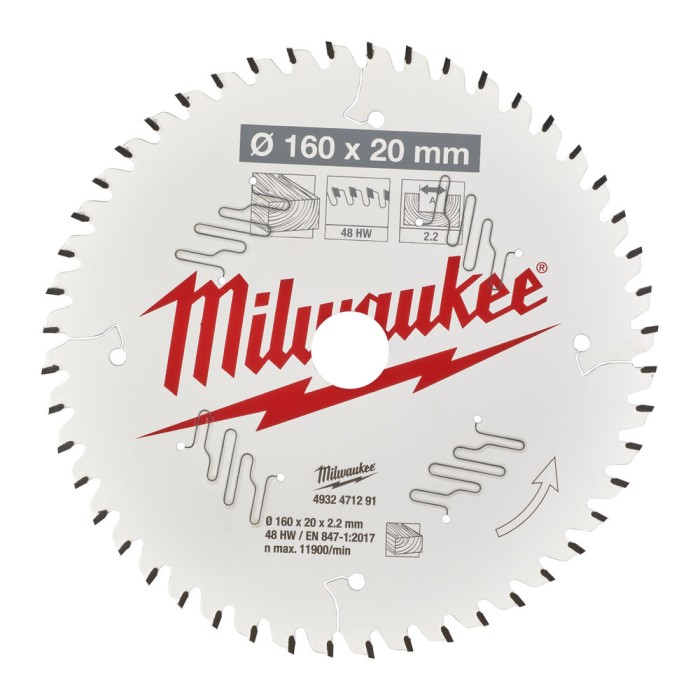 Диск пиляльний по дереву PFTE MILWAUKEE, діаметр 160х20х2,2мм, 48 зуб. Диск пиляльний по дереву PFTE MILWAUKEE, діаметр 160х20х2,2мм, 48 зуб.