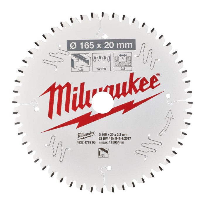 Диск пиляльний по алюмінію Alu PFTE MILWAUKEE, діаметр 165х20х2,2мм, 52 зуб. Диск пиляльний по алюмінію Alu PFTE MILWAUKEE, діаметр 165х20х2,2мм, 52 зуб.