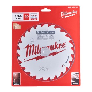 Диск пиляльний по дереву PFTE THIN KERF MILWAUKEE, діаметр 184х30х1,6мм, 24 зуб.