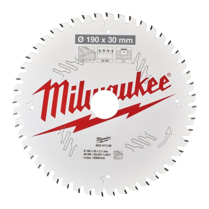 Диск пиляльний по дереву PFTE THIN KERF MILWAUKEE, діаметр 190х30х2,1мм, 48 зуб. Диск пиляльний по дереву PFTE THIN KERF MILWAUKEE, діаметр 190х30х2,1мм, 48 зуб.