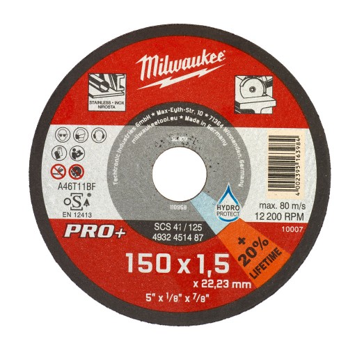Диск відрізний по металу MILWAUKEE, SCS 41/150х1,5 PRO+, діаметр 150мм