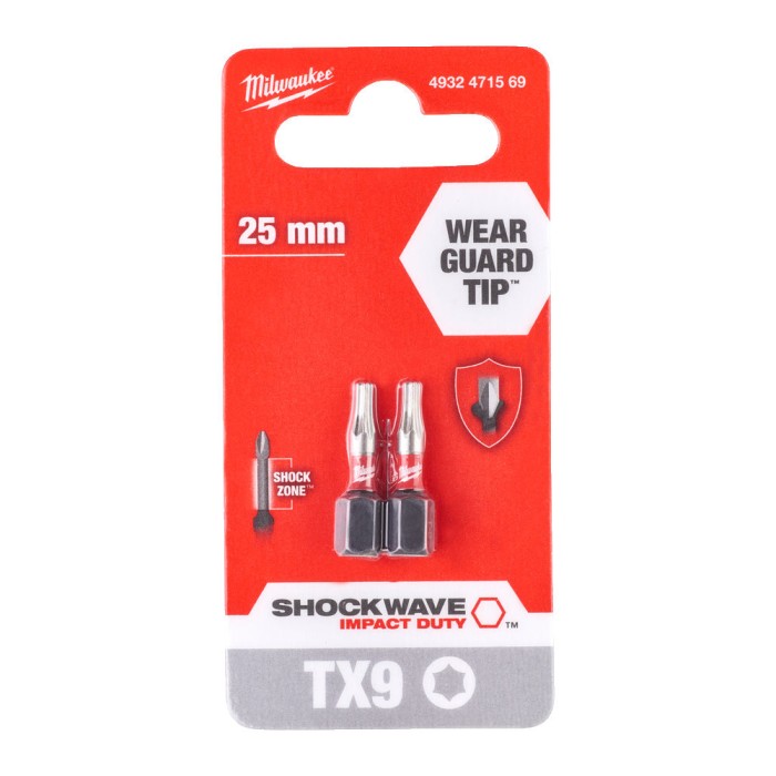 Біта SHOCKWAVE MILWAUKEE, TX9, 25мм, (2шт) Біта SHOCKWAVE MILWAUKEE, TX9, 25мм, (2шт)