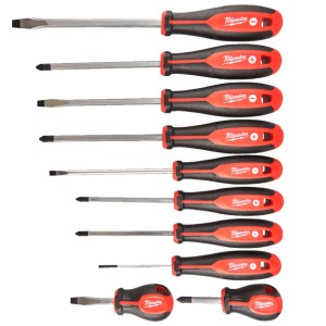 Набір викруток магнітних з тригранною рукояткою MILWAUKEE, (PZ1/PZ2/PH1/ PH2/ SL3/SL5,5/ SL6,5/ SL6,5/SL8) (10шт)