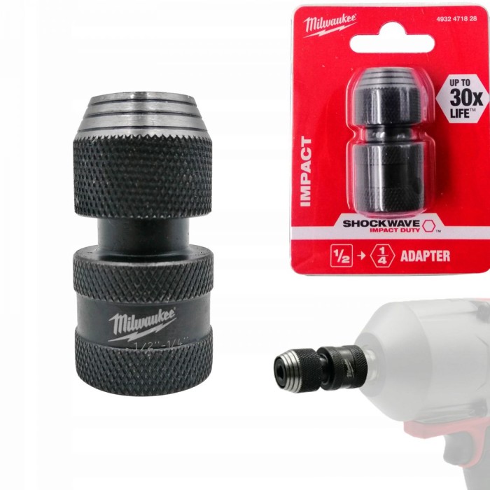 Перехідник ударний ShW MILWAUKEE, з квадрата 1/2'' на 1/4'' Hex Перехідник ударний ShW MILWAUKEE, з квадрата 1/2'' на 1/4'' Hex