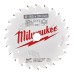 Диск пиляльний по дереву PFTE THIN KERF MILWAUKEE, діаметр 165х20х1,6мм, 24 зуб.