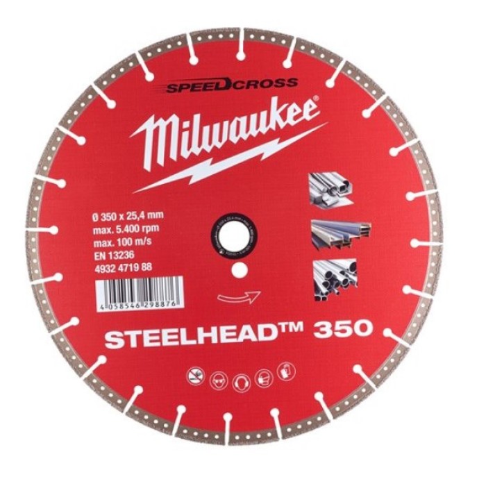 Диск алмазний Speedcross STEELHEAD 350 MILWAUKEE, діаметр 350мм, (метал, нержавійка) Диск алмазний Speedcross STEELHEAD 350 MILWAUKEE, діаметр 350мм, (метал, нержавійка)